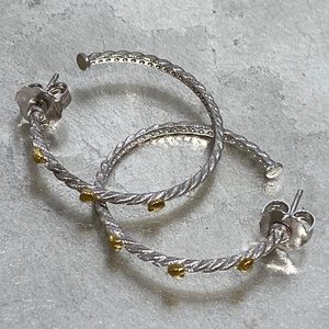 STERLING SILVER Twisted Rope Hoop Heart Earrings